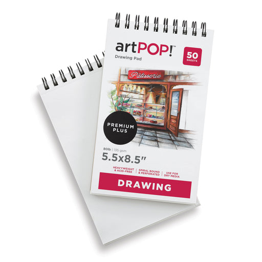 artPOP! Drawing Pads - 5-1/2" x 8-1/2", Pkg of 2 (one pad has cover flipped back to show paper) View 2