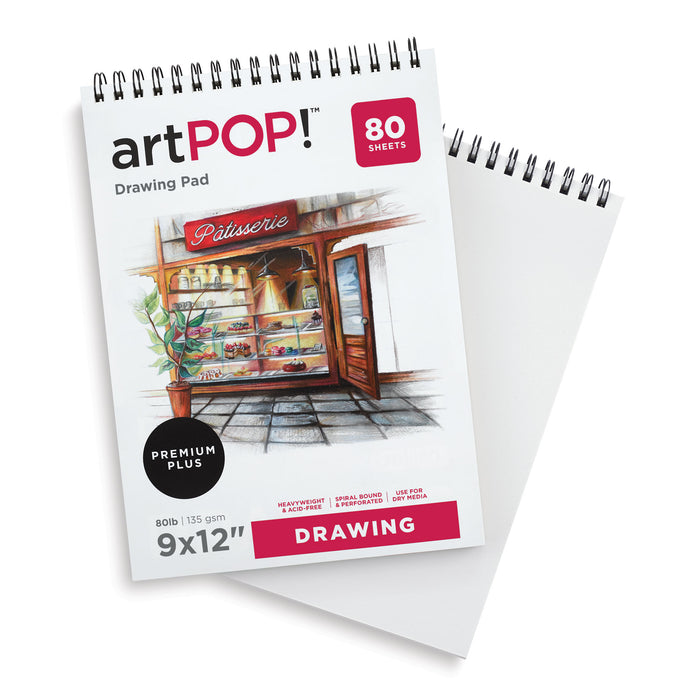 artPOP! Drawing Pads - 9" x 12", Pkg of 2 (one pad has cover flipped back to show paper)