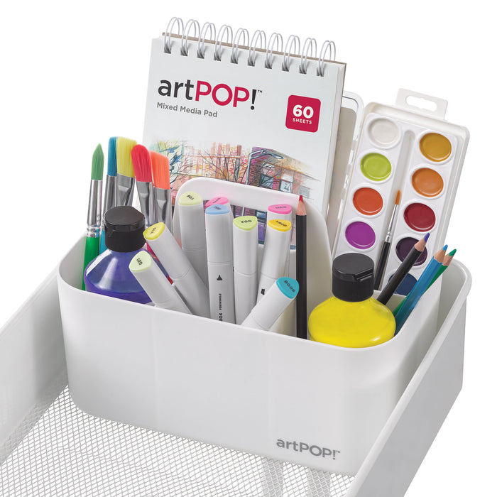 artPOP! Stackable Storage Caddy Set, filled with art supplies