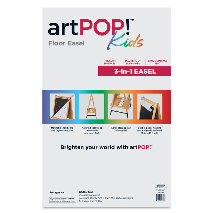 artPOP! Kids 3-in-1 Floor Easel, back of packaging