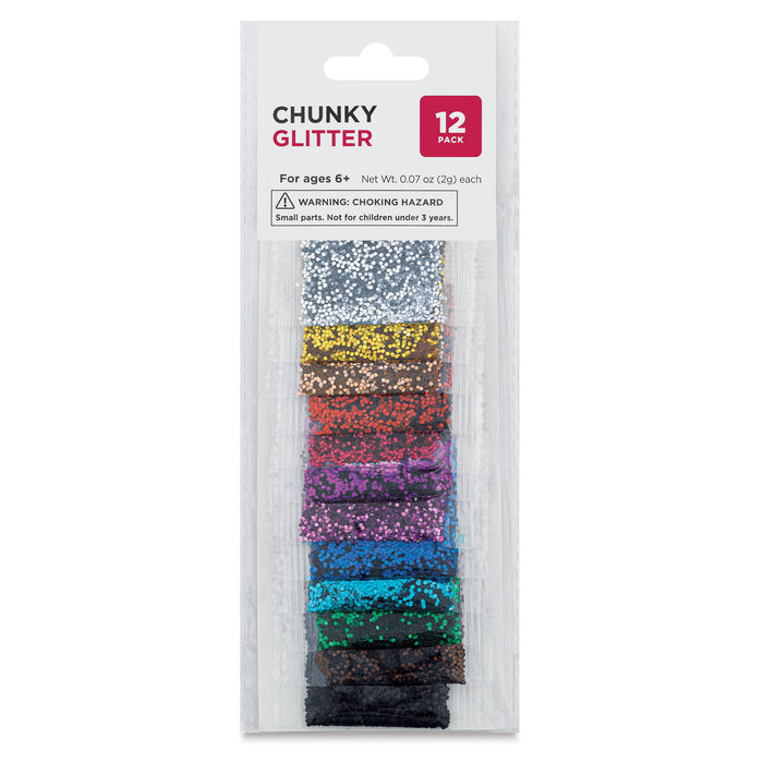 Glitter Packs - Chunky, Assorted Colors, 0.07 oz, Pkg of 12 (In package)