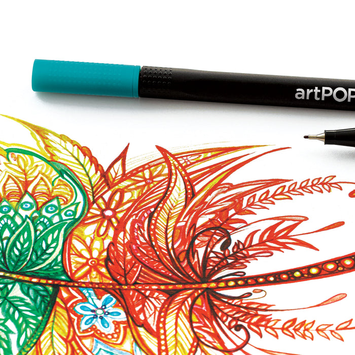 artPOP! Fineliner Pens - Set of 96 (close-up of feather drawing and pen)