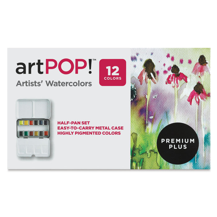 artPOP! Watercolor Half Pan Sets - Set of 12, Half Pans (Front of packaging)