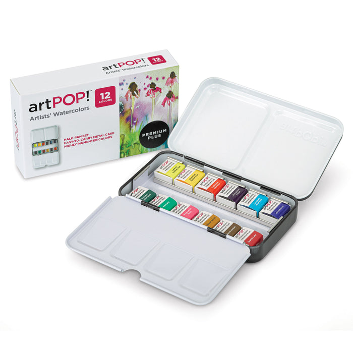 artPOP! Watercolor Half Pan Sets - Set of 12, Half Pans (Set next to packaging)