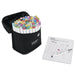 artPOP! Chisel and Brush Dual Tip Alcohol Marker Set - Set of 73, Assorted, swatch card next to open packaging
