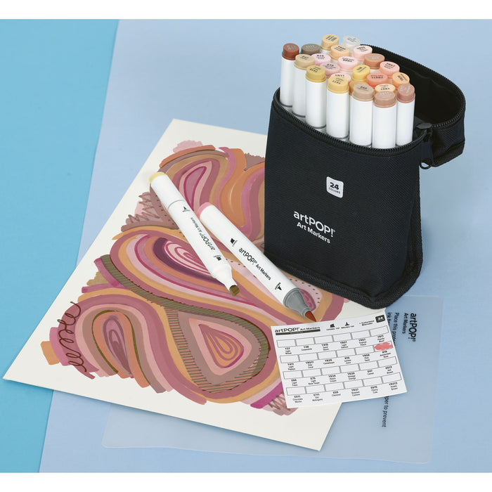 artPOP! Chisel and Brush Dual Tip Alcohol Marker Set - Set of 25, Portrait, finished drawing with set