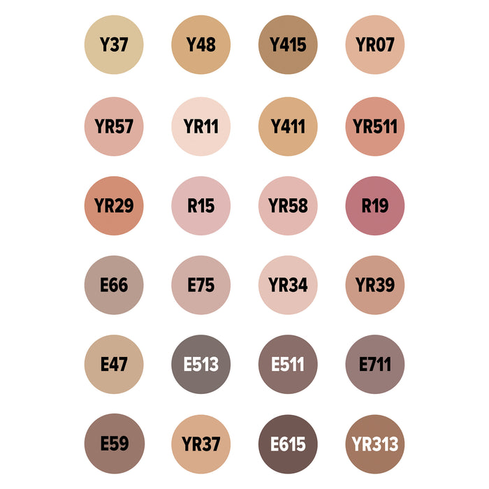 artPOP! Chisel and Brush Dual Tip Alcohol Marker Set - Set of 25, Portrait, color-codes on caps