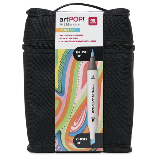artPOP! Chisel and Brush Dual Tip Alcohol Marker Set - Set of 49, Pastel, front of packaging View 1