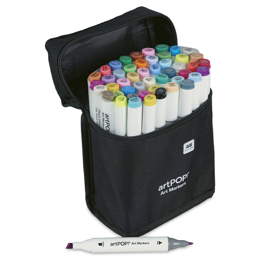 artPOP! Chisel and Fine Dual Tip Alcohol Art Marker Set - Set of 49, Assorted, marker out of packaging View 1