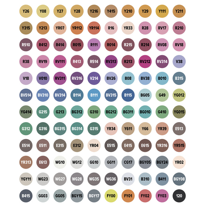 artPOP! Chisel and Fine Dual Tip Alcohol Marker Set - Set of 121, Assorted, color-codes on caps