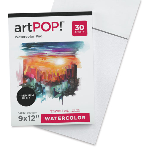 artPOP! Watercolor Pads - 9" x 12", 30 sheets, Pkg of 2 (One pad open) View 2